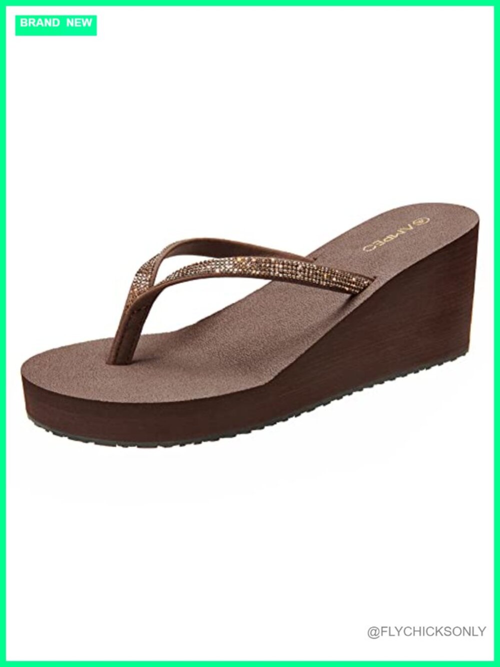 Wedge Sandals Rhinestone Thong Platform Flip Flops Slip On